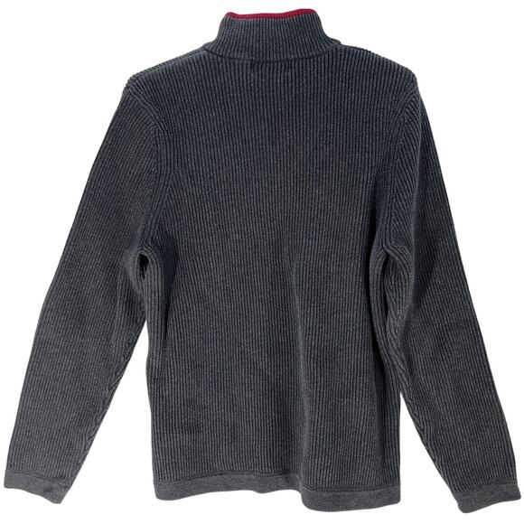 Eddie Bauer Womens Sweater 1/4 Zip Size M Medium Gray 100% Cotton Long Sleeves - Picture 2 of 5